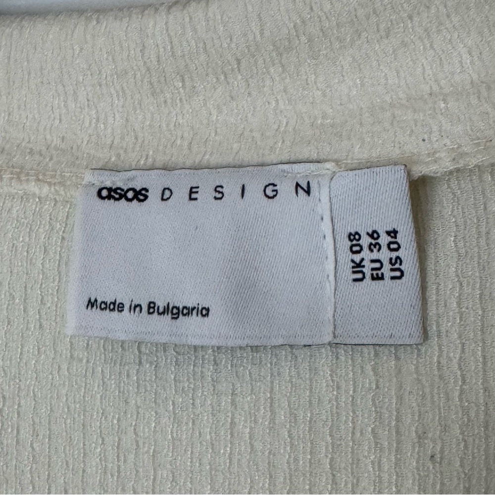 Size 4 Small ASOS Design White Cream Lined Minimalist Jumpsuit with Belt Tie - Picture 11 of 16